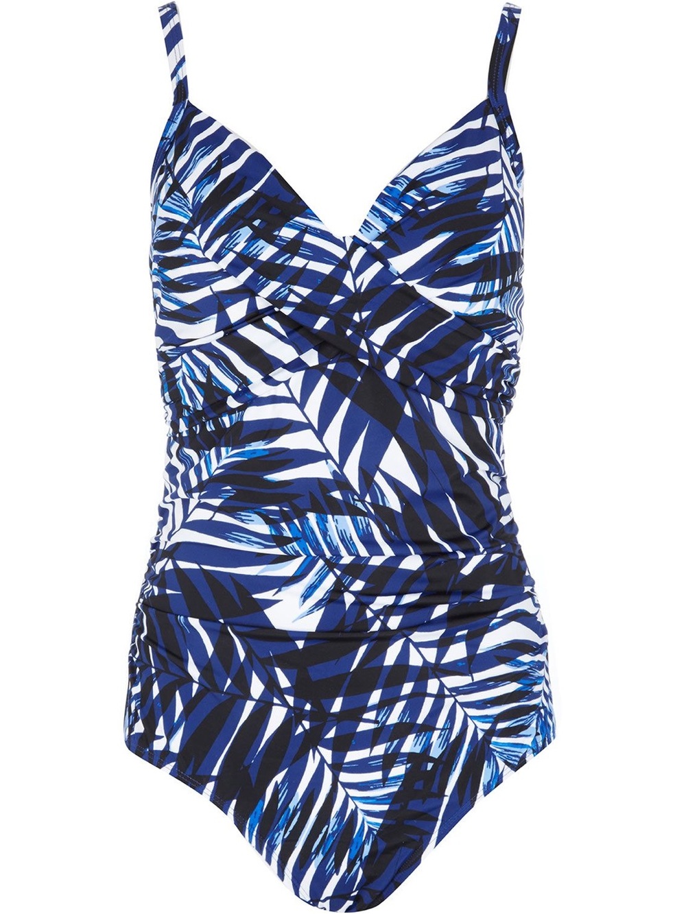 Blue Tropical Print Women's One-Piece Swimsuit size 12
